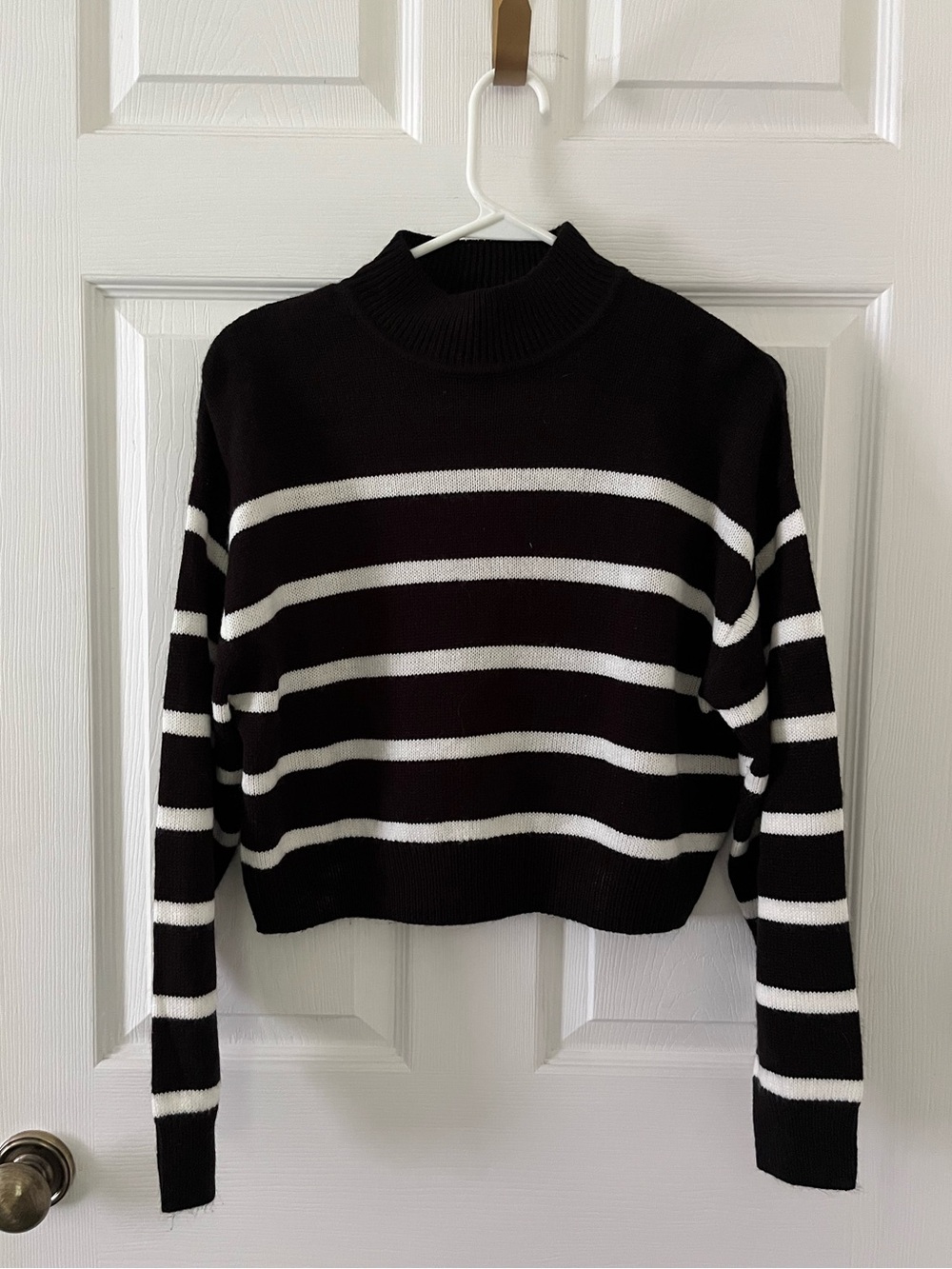 H&M Black & White Striped High Neck Sweater